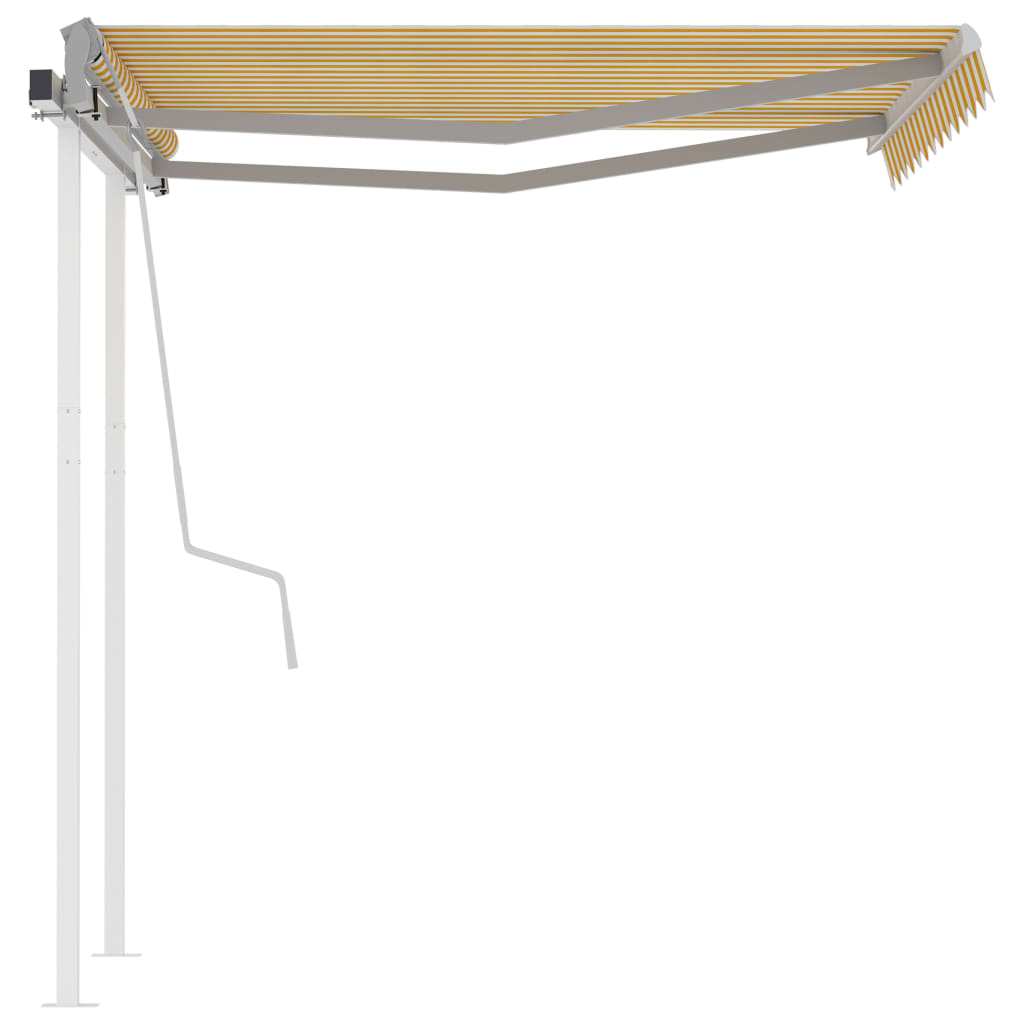 Toldo retrátil manual com postes 3x2,5 m amarelo e branco