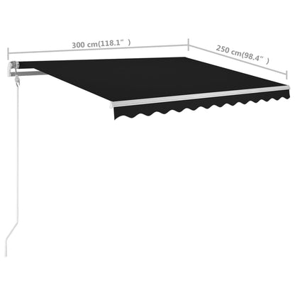 Toldo retrátil manual com postes 3x2,5 m antracite