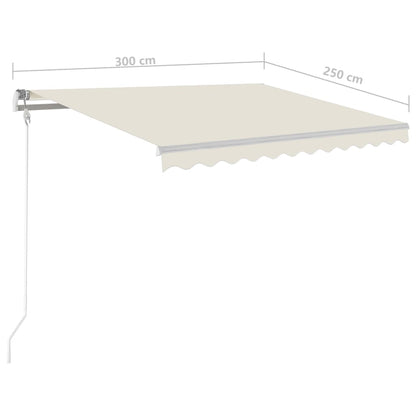 Toldo retrátil manual com LED 3x2,5 m cor creme