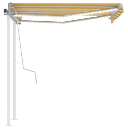 Toldo retrátil manual com LED 3x2,5 m amarelo e branco