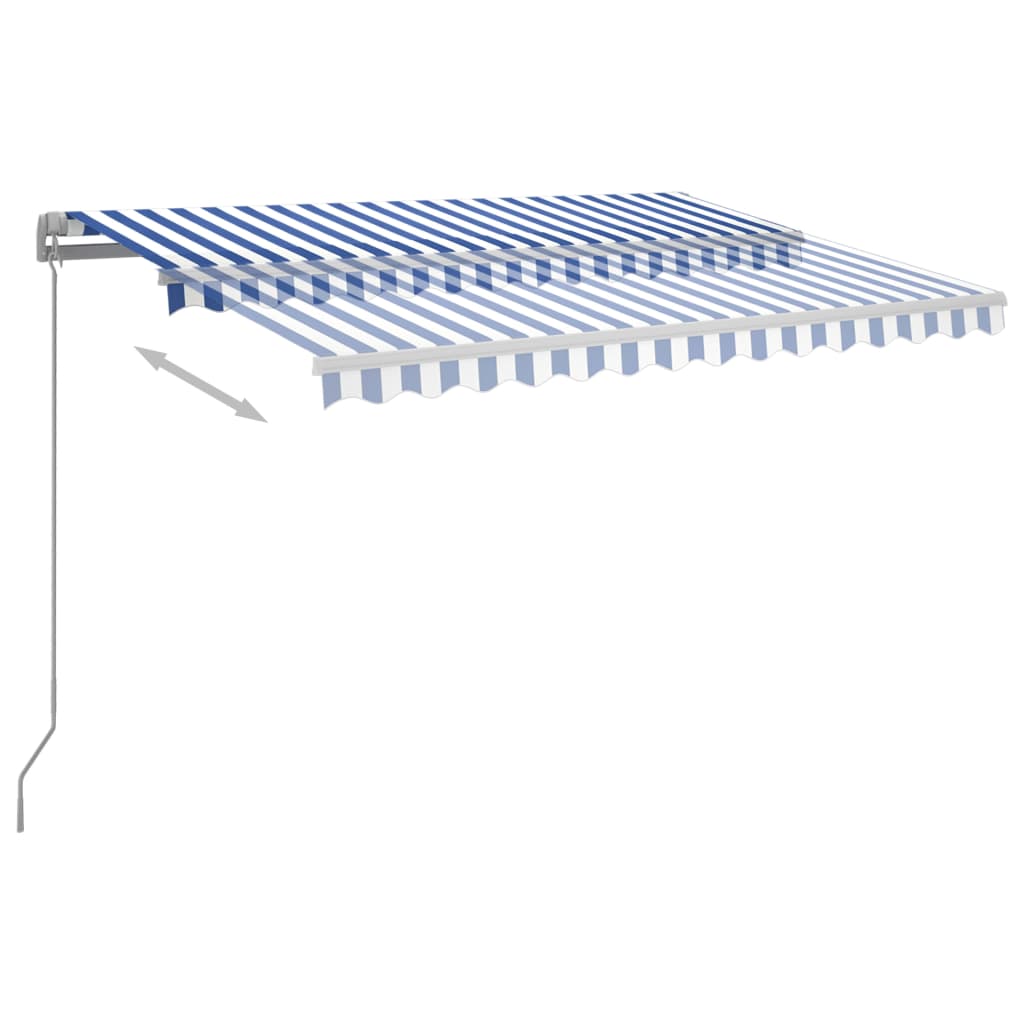 Toldo retrátil automático com postes 3x2,5 m azul e branco