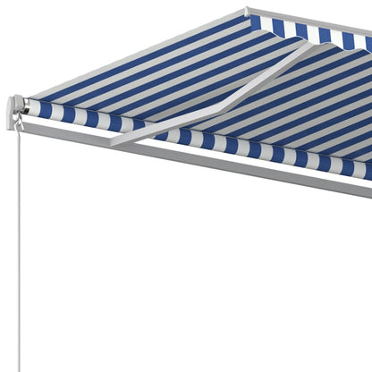 Toldo retrátil automático com postes 3x2,5 m azul e branco