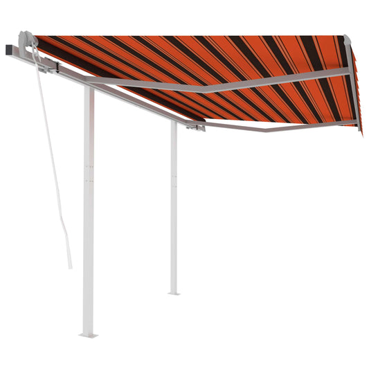 Toldo retrátil automático com postes 3x2,5 m laranja e castanho