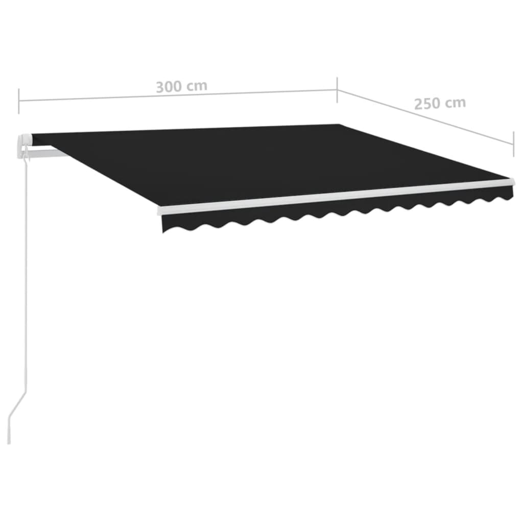 Toldo automático c/ LED e sensor de vento 3x2,5 m antracite