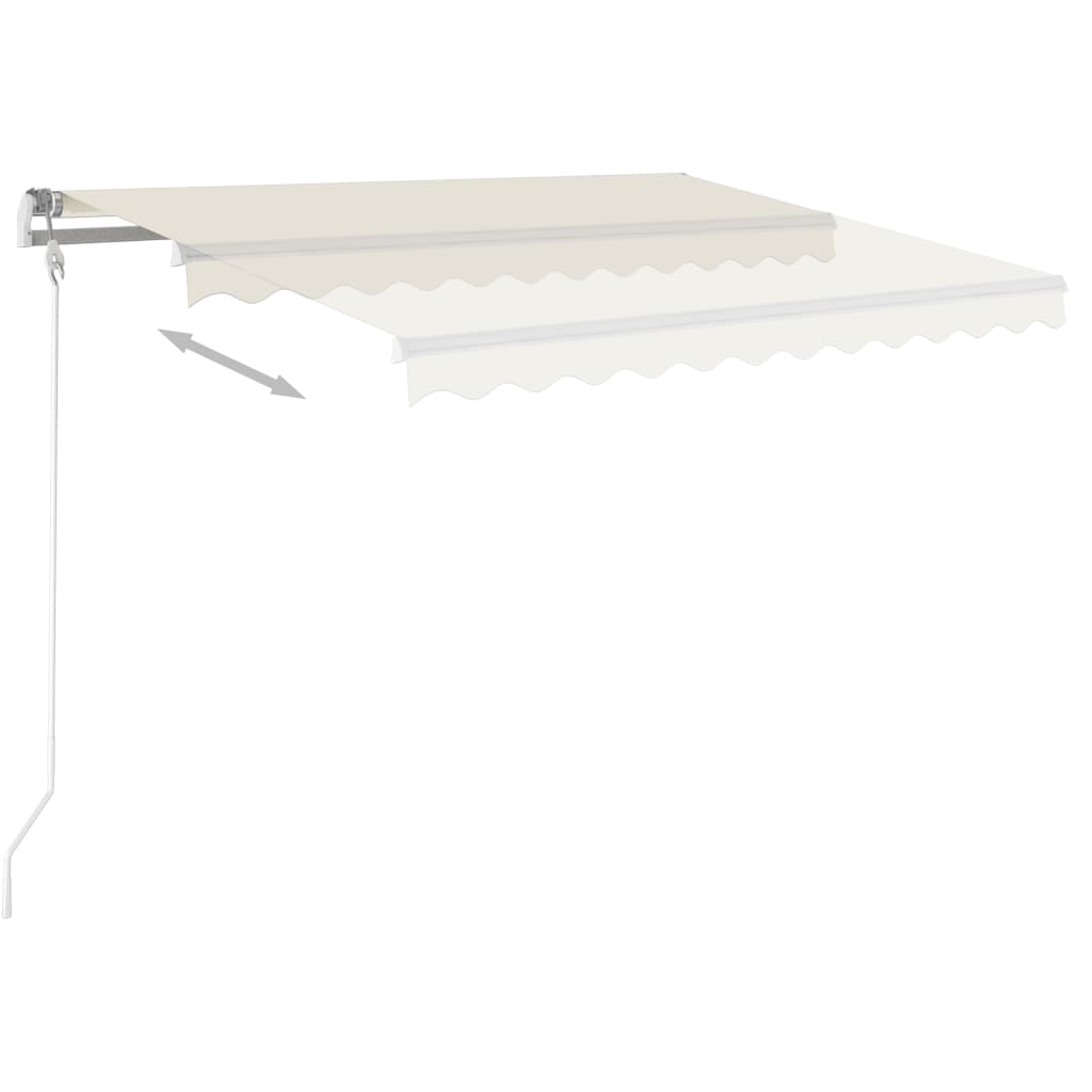 Toldo retrátil manual com postes 3,5x2,5 m cor creme