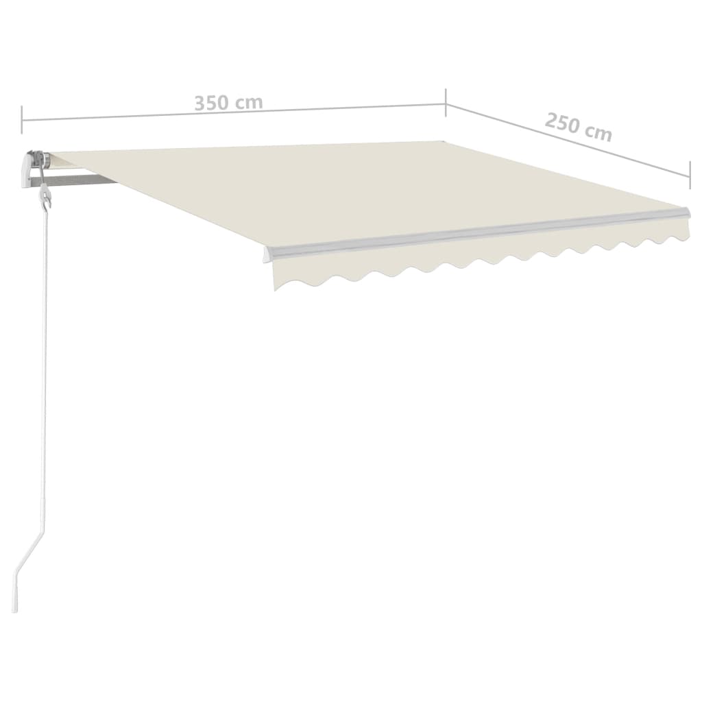 Toldo retrátil manual com postes 3,5x2,5 m cor creme