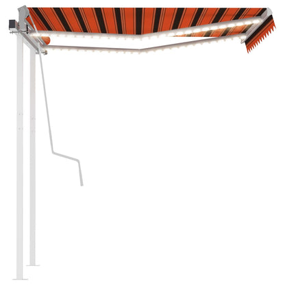 Toldo retrátil manual com LED 3,5x2,5 m laranja e castanho