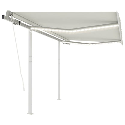 Toldo automático LED e sensor de vento 3,5x2,5 m cor creme