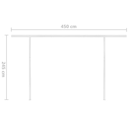 Toldo retrátil manual com postes 4x3 m amarelo e branco