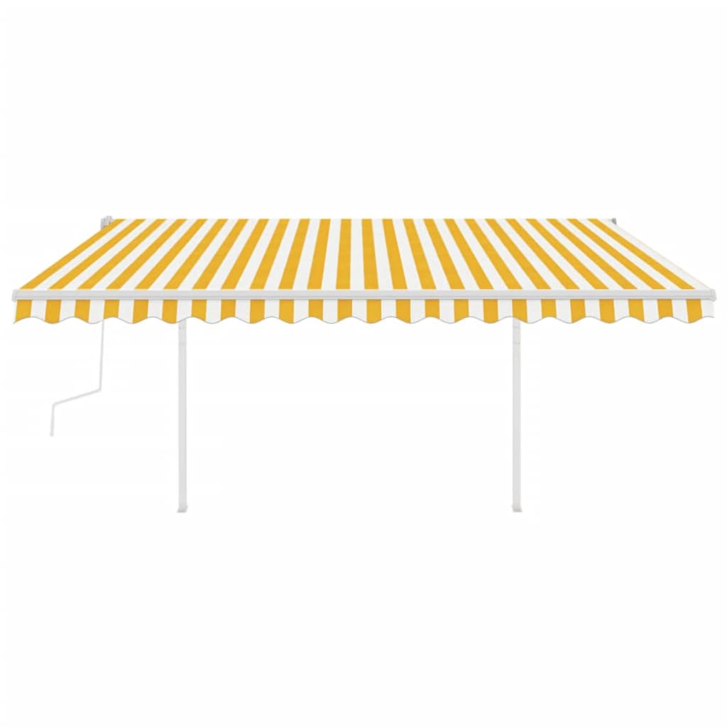 Toldo retrátil manual com postes 4x3 m amarelo e branco