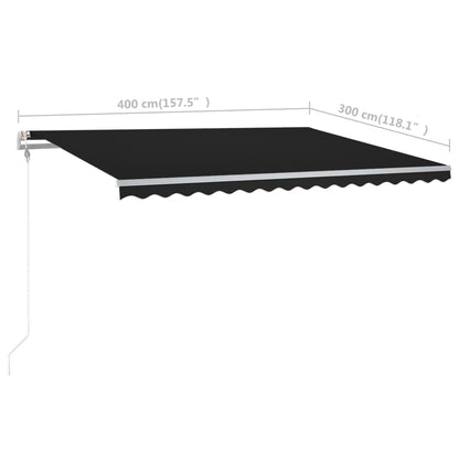 Toldo retrátil manual com postes 4x3 m antracite