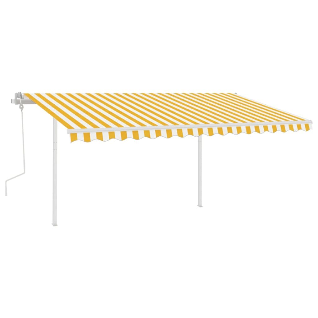 Toldo retrátil manual com luzes LED 4x3 m amarelo e branco