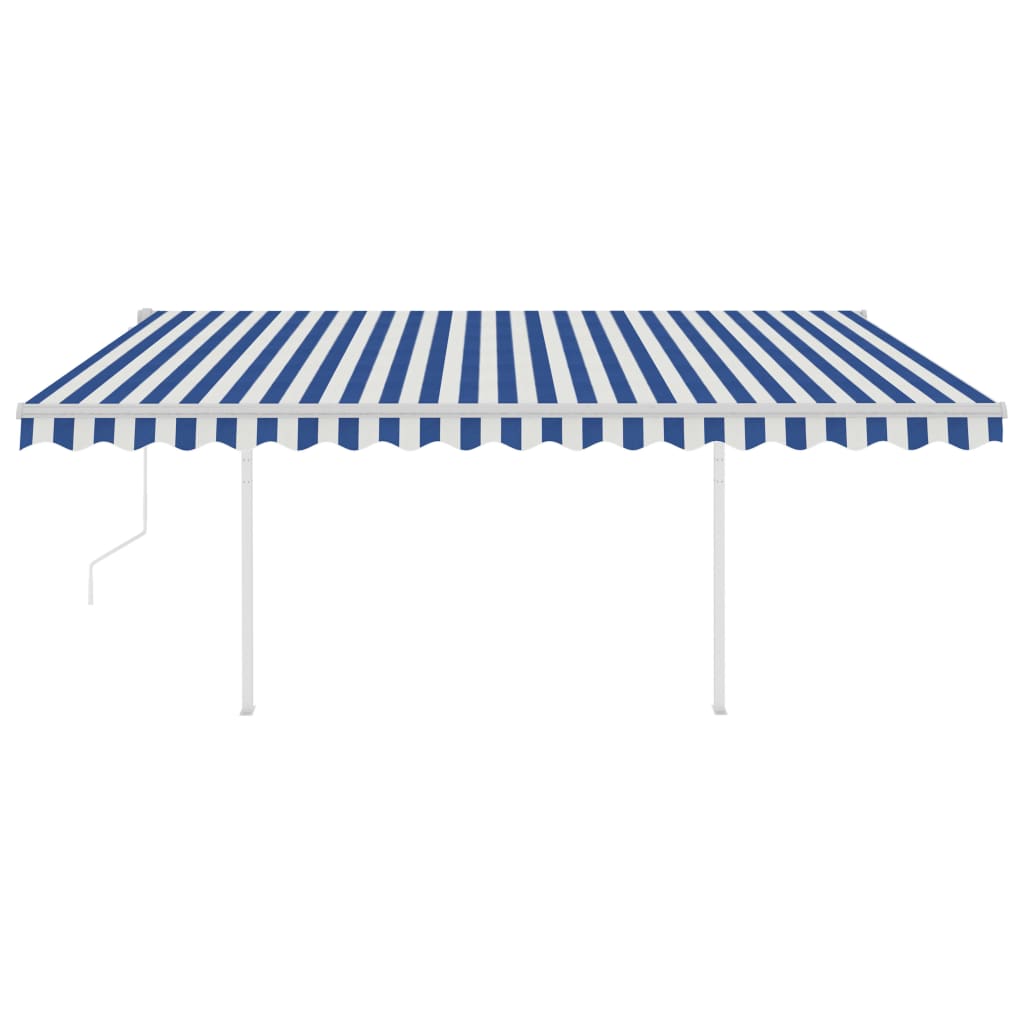 Toldo retrátil automático com postes 4x3 m azul e branco