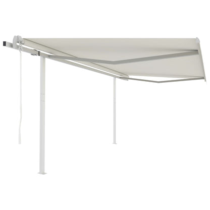 Toldo retrátil automático com postes 4x3 m cor creme