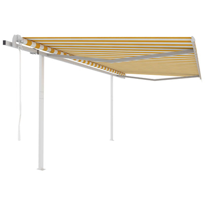 Toldo retrátil automático com postes 4x3 m amarelo e branco