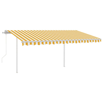 Toldo retrátil automático com postes 4x3 m amarelo e branco