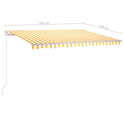 Toldo retrátil automático com postes 4x3 m amarelo e branco