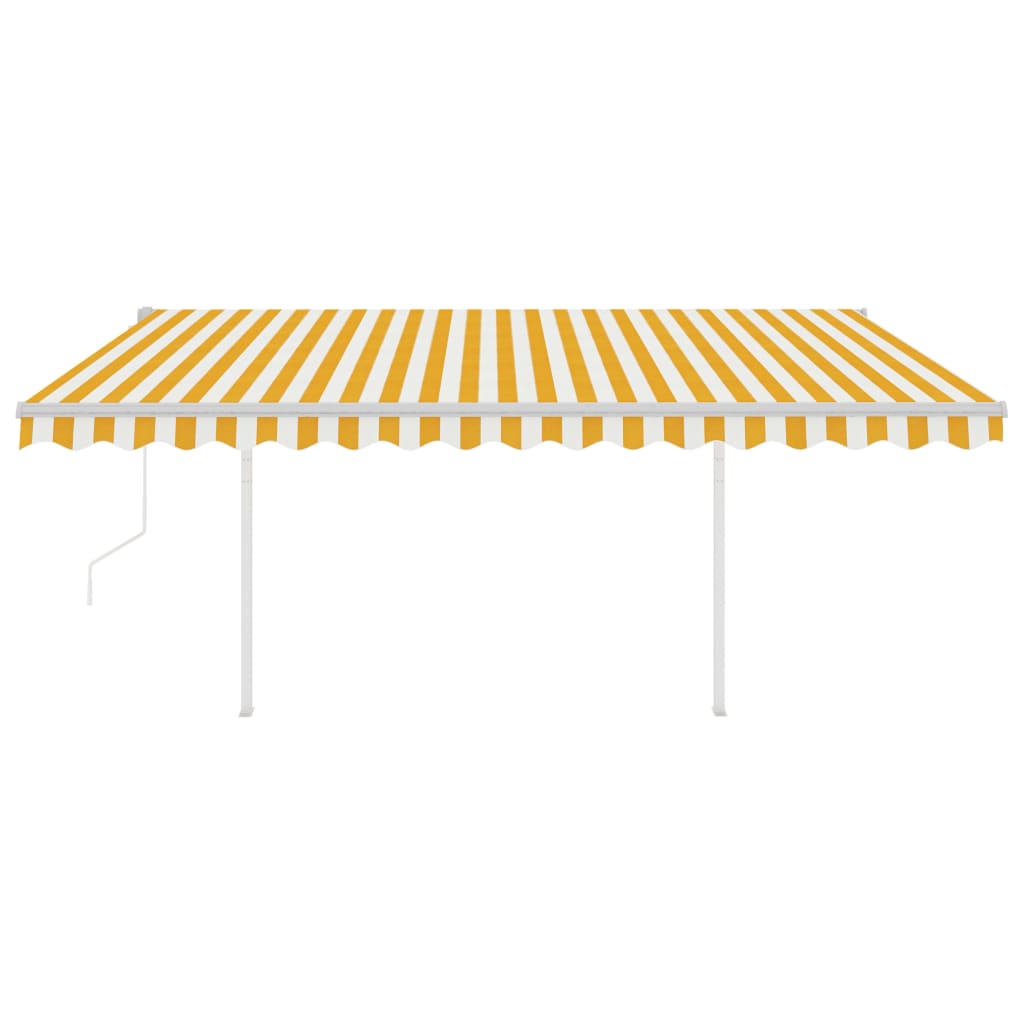 Toldo retrátil automático com postes 4x3 m amarelo e branco