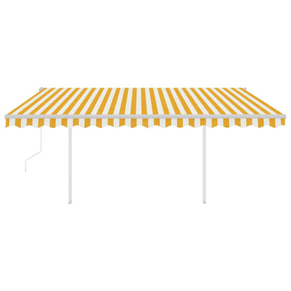 Toldo retrátil automático com postes 4x3 m amarelo e branco