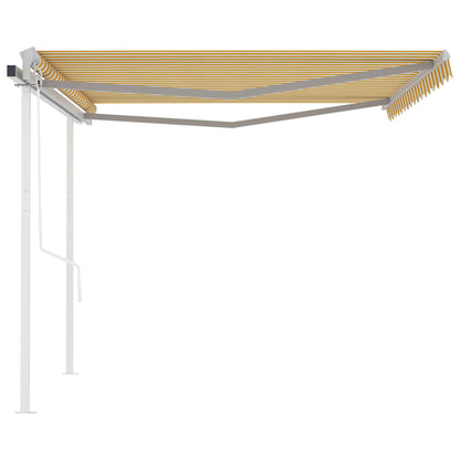 Toldo retrátil automático com postes 4x3 m amarelo e branco