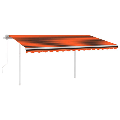 Toldo retrátil automático com postes 4x3 m laranja e castanho