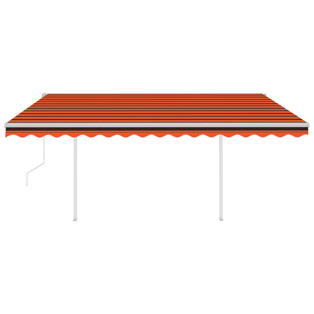 Toldo retrátil automático com postes 4x3 m laranja e castanho