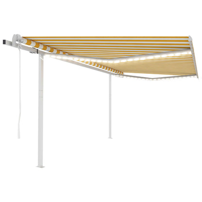 Toldo automático c/ LED e sensor de vento 4x3 m amarelo/branco