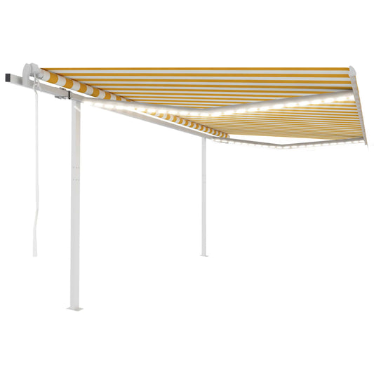 Toldo automático c/ LED e sensor de vento 4x3 m amarelo/branco