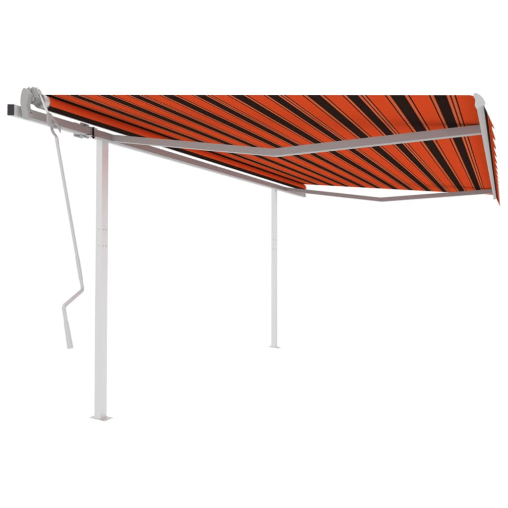 Toldo retrátil manual com postes 4,5x3 m laranja e castanho