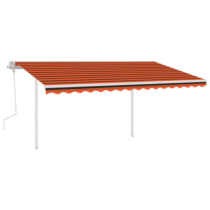 Toldo retrátil manual com postes 4,5x3 m laranja e castanho