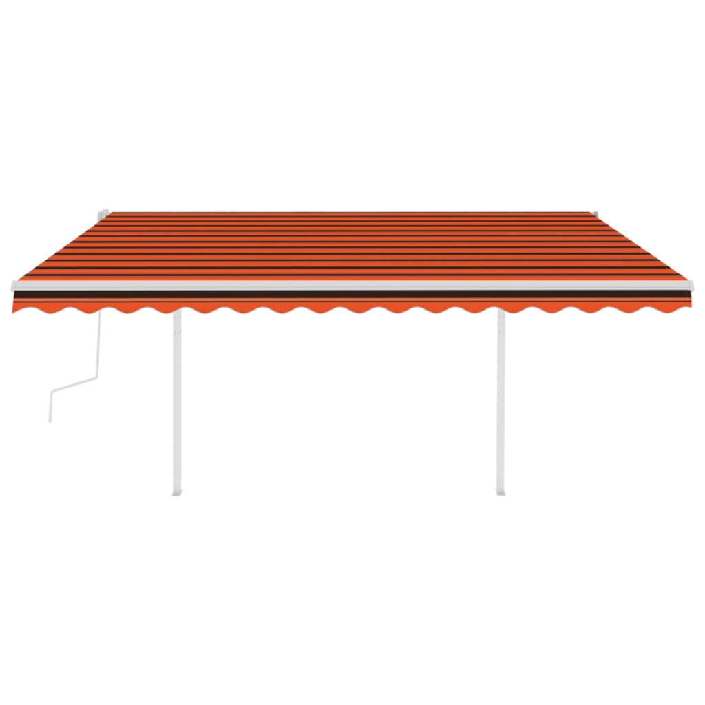 Toldo retrátil manual com postes 4,5x3 m laranja e castanho