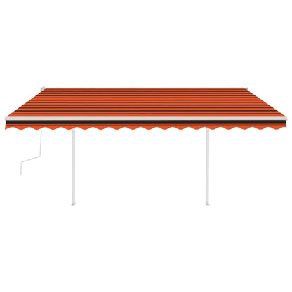 Toldo retrátil manual com postes 4,5x3 m laranja e castanho