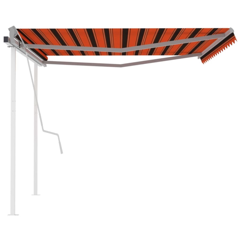 Toldo retrátil manual com postes 4,5x3 m laranja e castanho