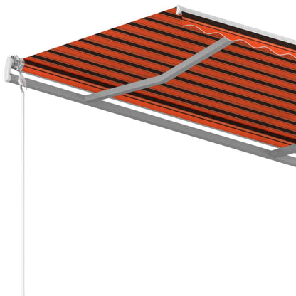 Toldo retrátil manual com postes 4,5x3 m laranja e castanho