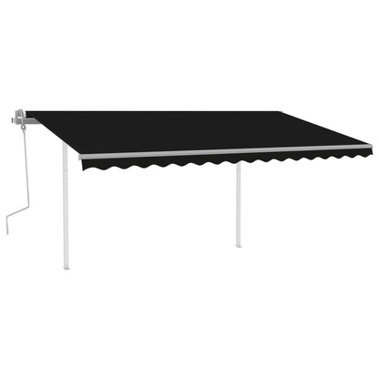 Toldo retrátil manual com luzes LED 4,5x3 m antracite