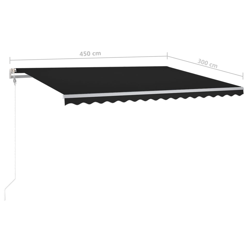 Toldo retrátil manual com luzes LED 4,5x3 m antracite