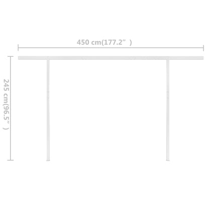 Toldo retrátil manual com postes 5x3 m azul e branco