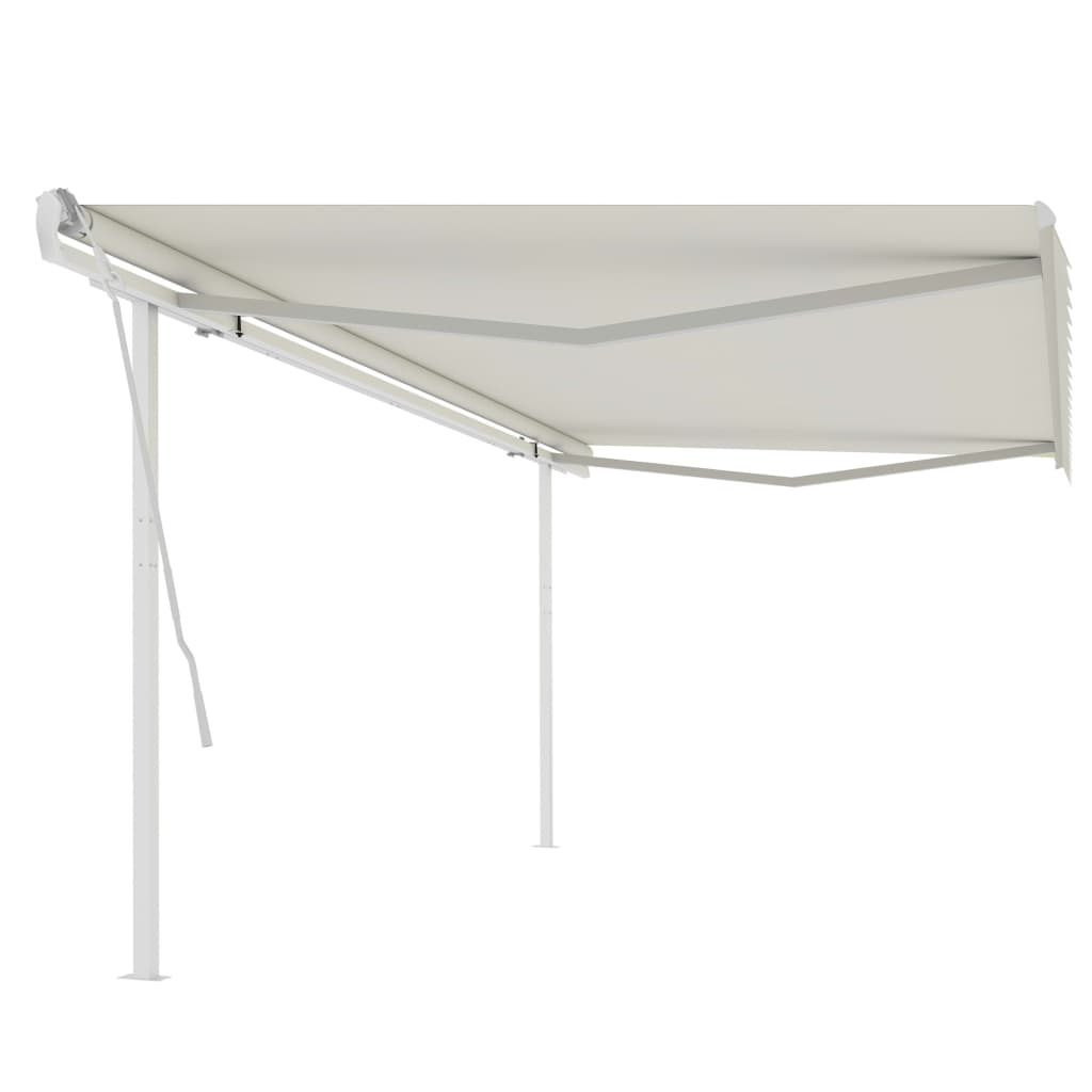 Toldo retrátil manual com postes 5x3 m cor creme