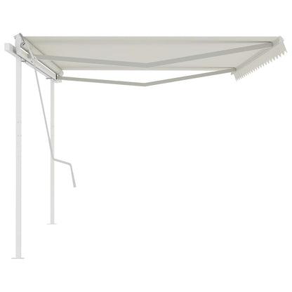 Toldo retrátil manual com postes 5x3 m cor creme