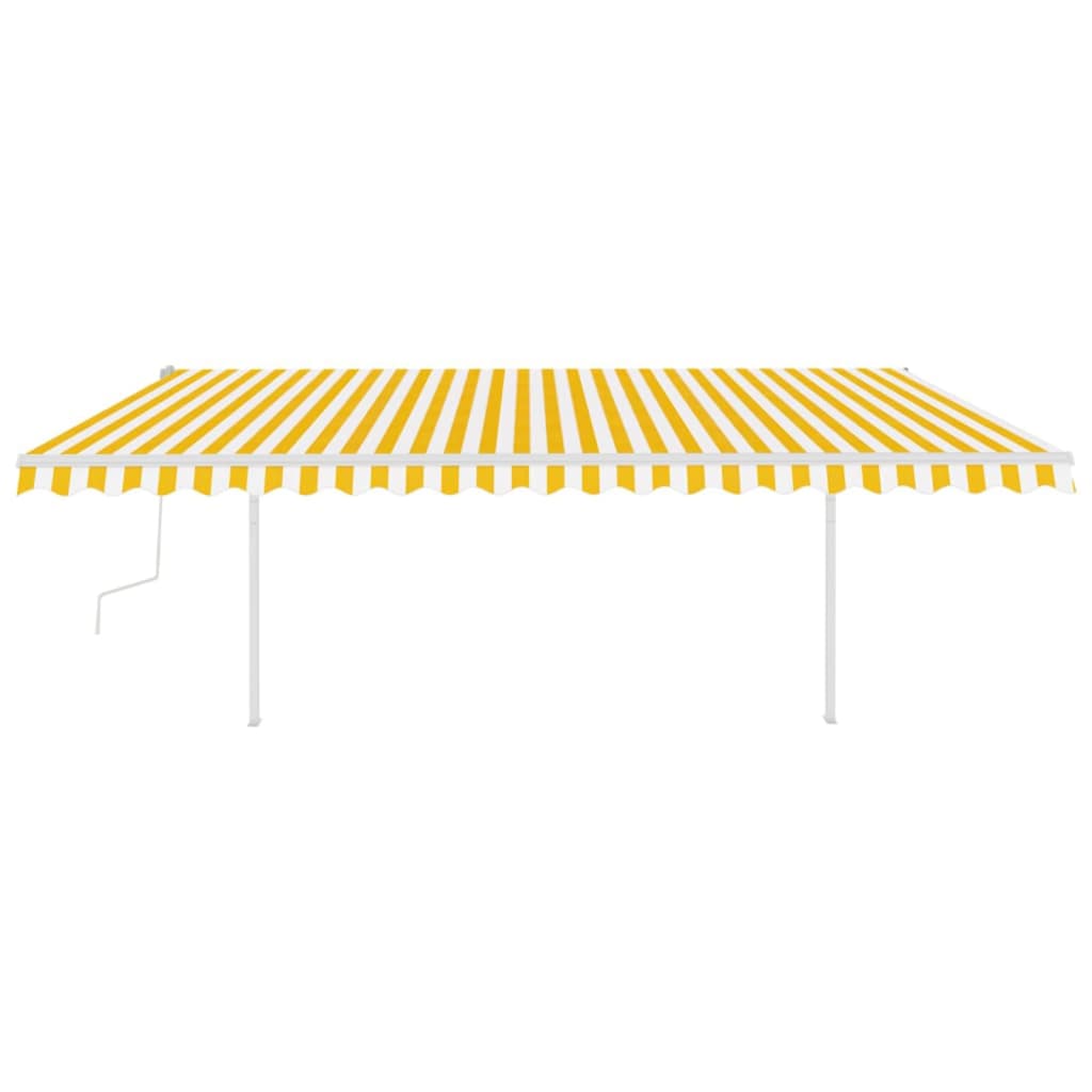 Toldo retrátil manual com postes 5x3 m amarelo e branco