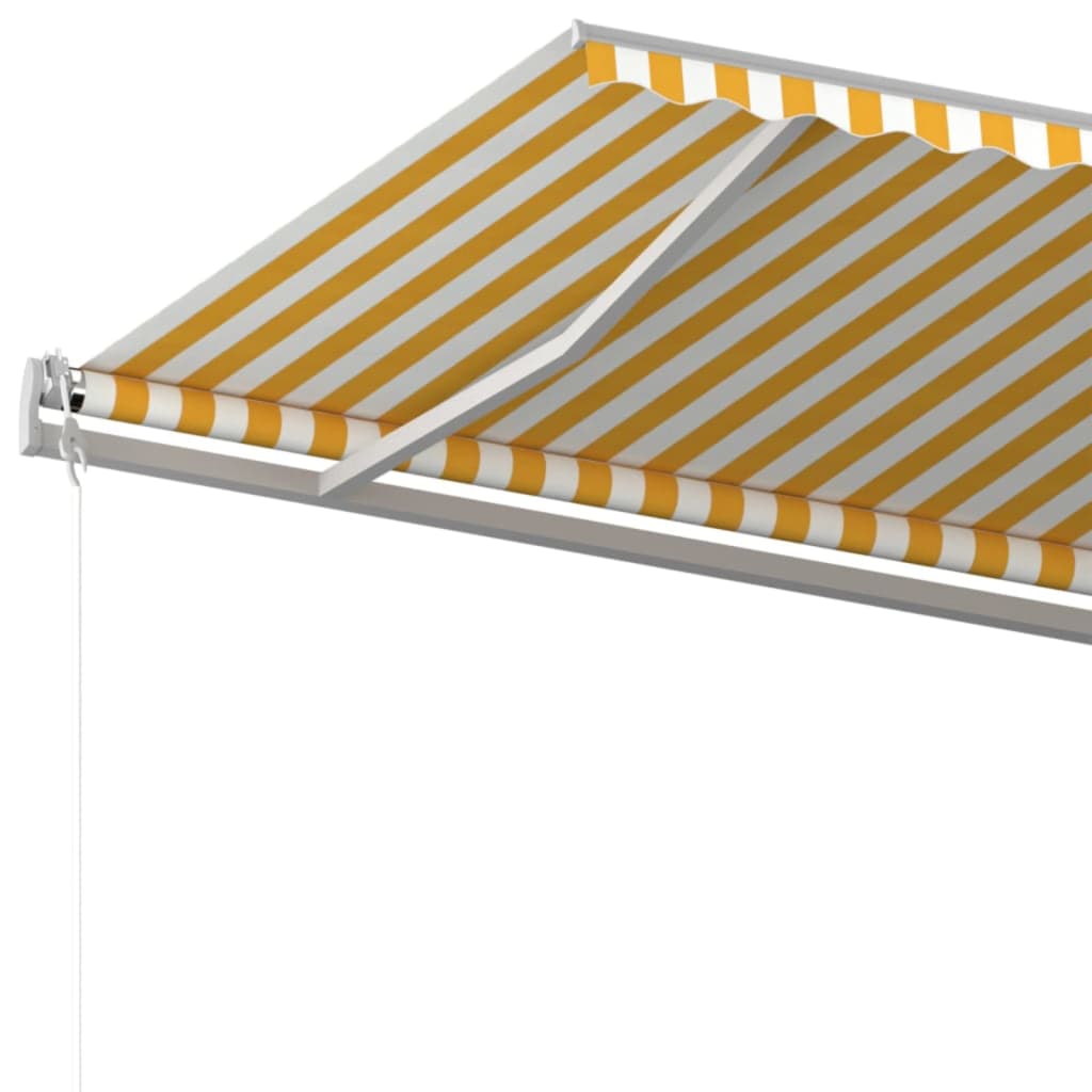 Toldo retrátil manual com postes 5x3 m amarelo e branco