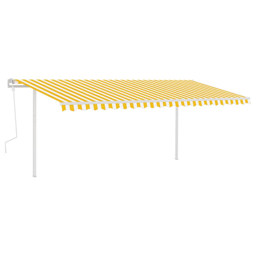 Toldo retrátil manual com luzes LED 5x3 m amarelo e branco