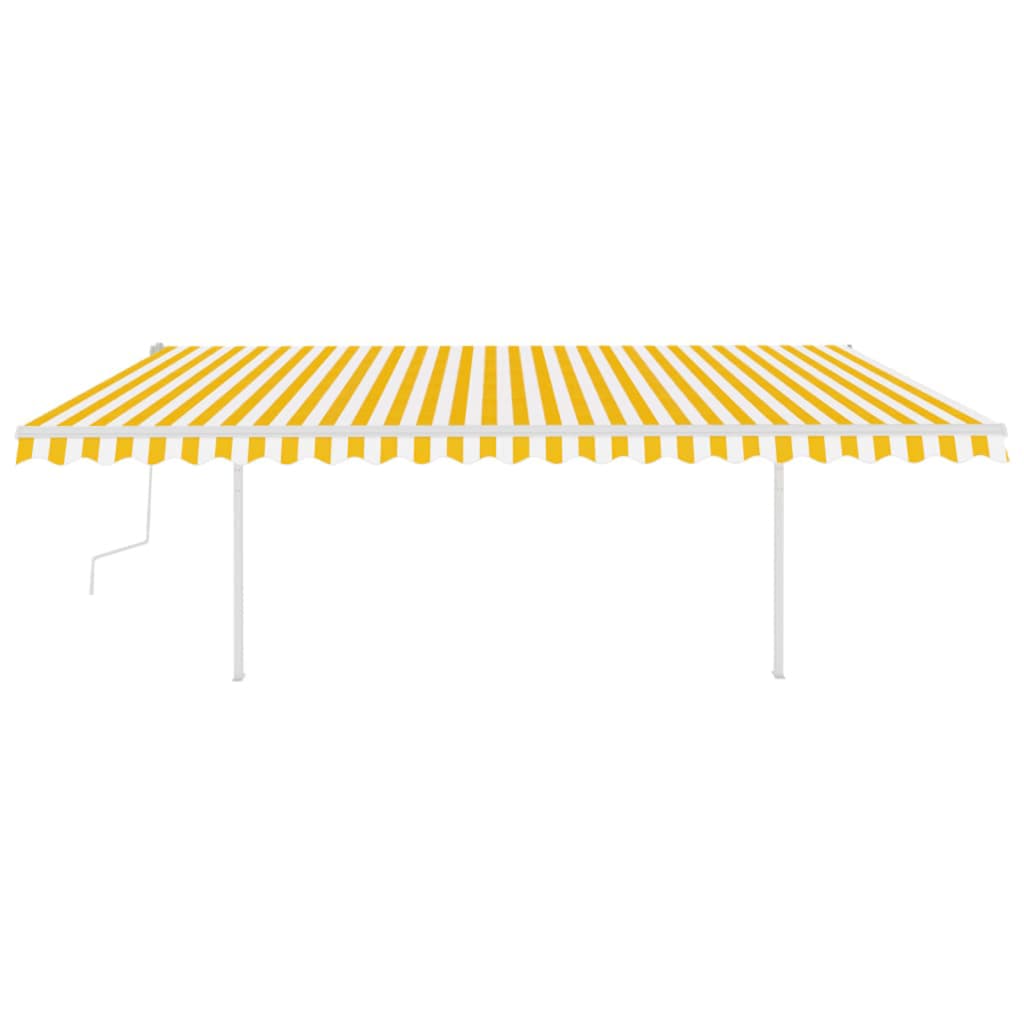 Toldo retrátil manual com luzes LED 5x3 m amarelo e branco