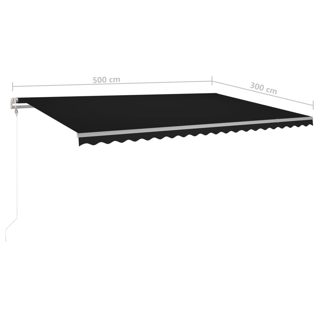 Toldo retrátil manual com luzes LED 5x3 m antracite