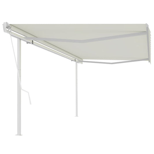 Toldo retrátil automático com postes 5x3 m cor creme