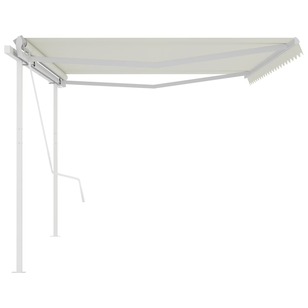 Toldo retrátil automático com postes 5x3 m cor creme