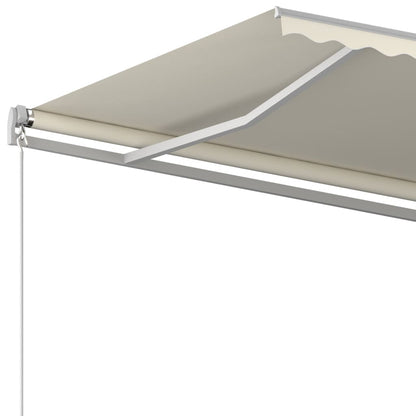 Toldo retrátil automático com postes 5x3 m cor creme