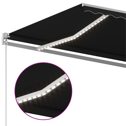 Toldo automático com LED e sensor de vento 5x3 m antracite