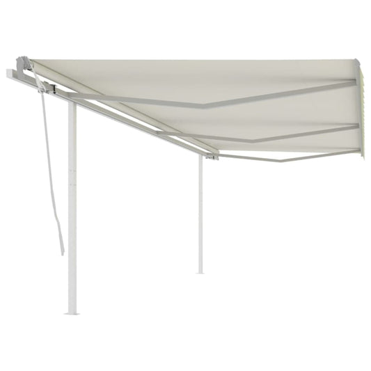 Toldo retrátil manual com postes 6x3 m cor creme