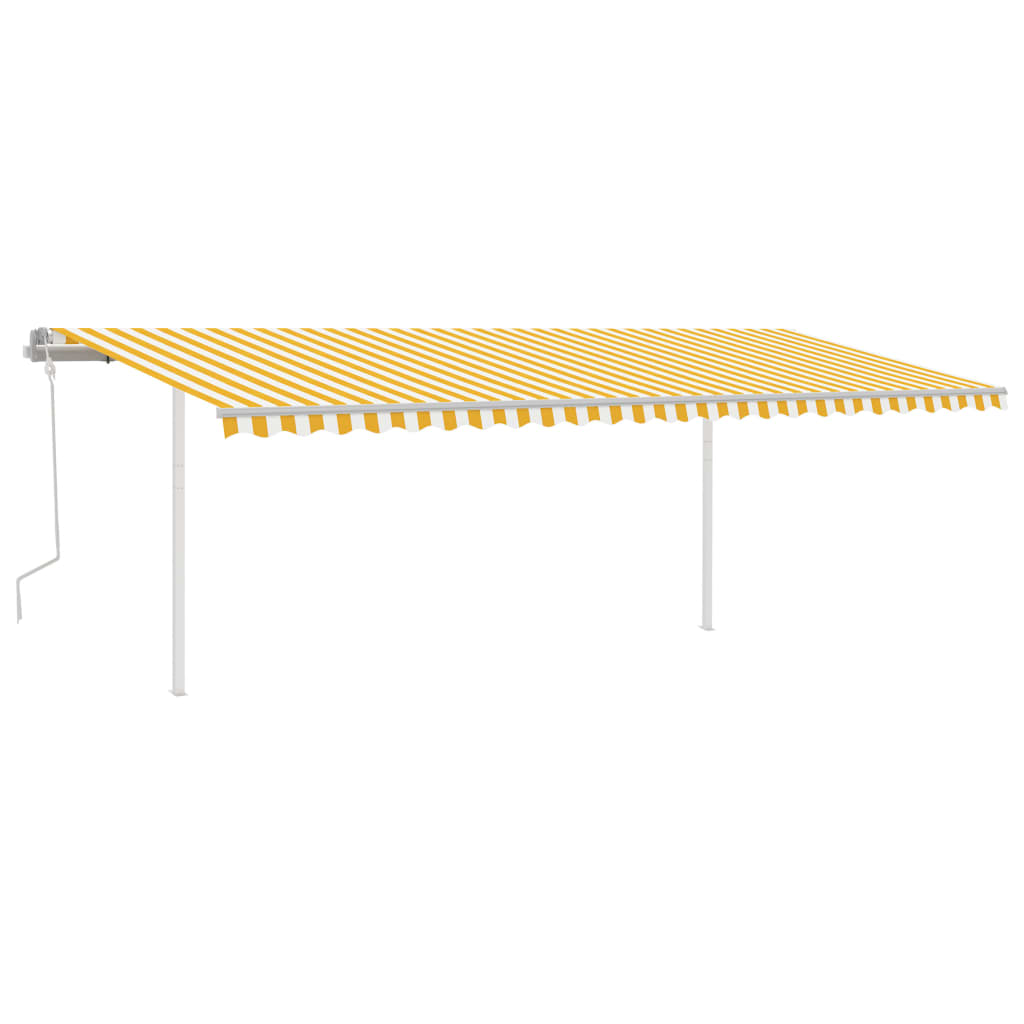 Toldo retrátil manual com postes 6x3 m amarelo e branco